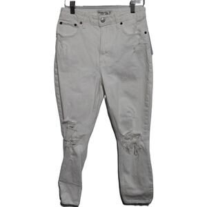 Abercrombie & Fitch Curve Love The Skinny High Rise White Denim Jeans Size 25 0